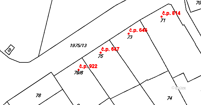 Mistřín 647, Svatobořice-Mistřín na parcele st. 75 v KÚ Mistřín, Katastrální mapa