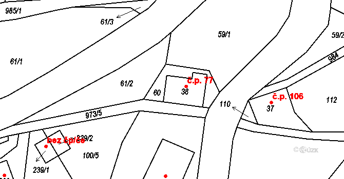 Rokytno 77, Rokytnice nad Jizerou na parcele st. 38 v KÚ Rokytno v Krkonoších, Katastrální mapa