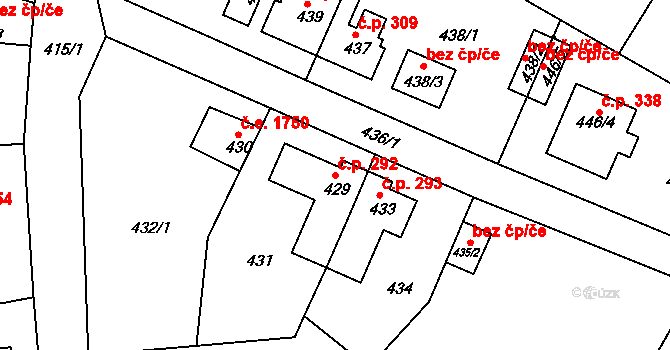 Děčín XXXII-Boletice nad Labem 292, Děčín na parcele st. 429 v KÚ Boletice nad Labem, Katastrální mapa