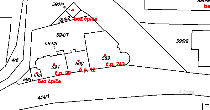 Řetenice 242, Teplice na parcele st. 589 v KÚ Teplice-Řetenice, Katastrální mapa