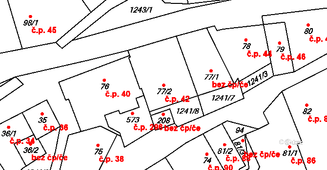 Liběchov 42 na parcele st. 77/2 v KÚ Liběchov, Katastrální mapa