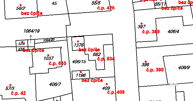 Veltrusy 534 na parcele st. 682 v KÚ Veltrusy, Katastrální mapa