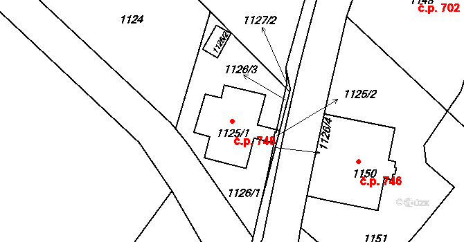 Šluknov 748 na parcele st. 1125/1 v KÚ Šluknov, Katastrální mapa