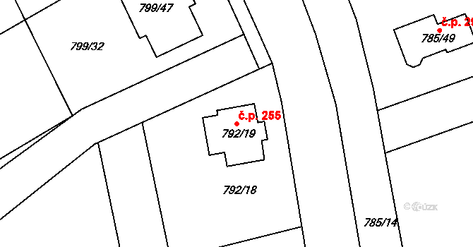 Lubná 255 na parcele st. 792/19 v KÚ Lubná u Rakovníka, Katastrální mapa