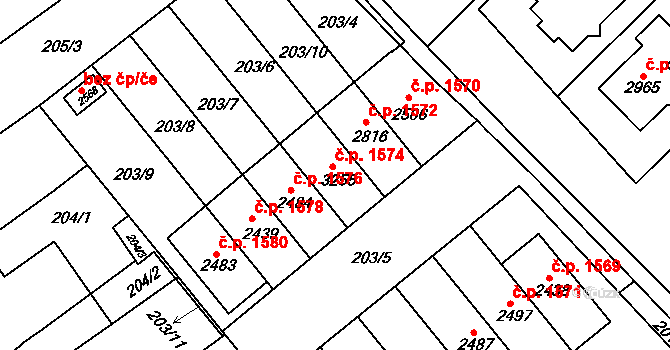 Veselí nad Moravou 1574 na parcele st. 3255 v KÚ Veselí-Předměstí, Katastrální mapa