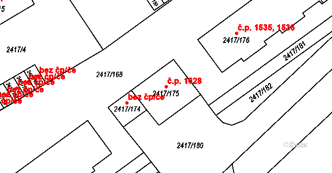 Rychnov nad Kněžnou 1628 na parcele st. 2417/175 v KÚ Rychnov nad Kněžnou, Katastrální mapa