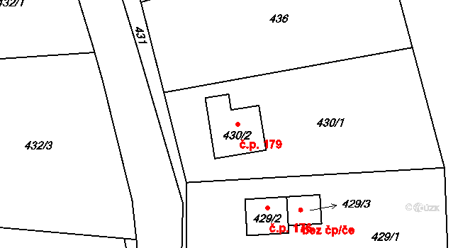 Moravský Kočov 179, Moravskoslezský Kočov na parcele st. 430/2 v KÚ Moravský Kočov, Katastrální mapa