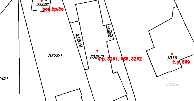 Smíchov 655,3281,3282, Praha na parcele st. 3320/2 v KÚ Smíchov, Katastrální mapa