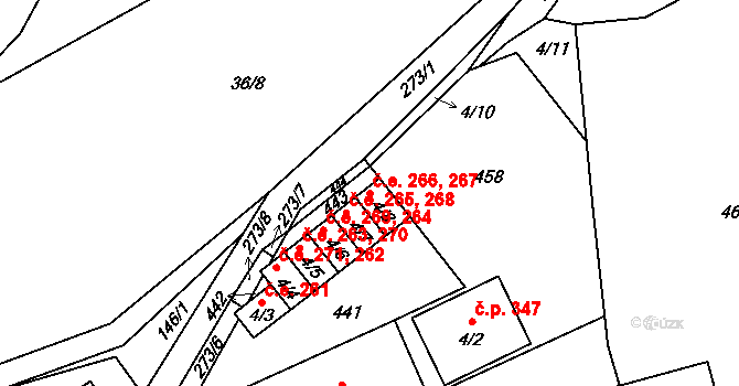 Staré Hory 266,267, Jihlava na parcele st. 4/8 v KÚ Staré Hory, Katastrální mapa
