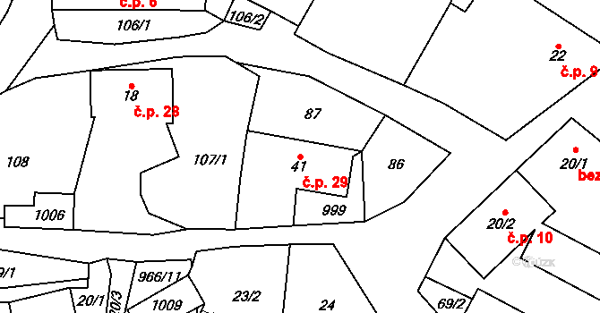 Rojetín 29 na parcele st. 41 v KÚ Rojetín, Katastrální mapa