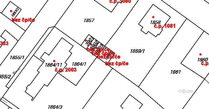 Děčín 40672166 na parcele st. 1859/2 v KÚ Podmokly, Katastrální mapa