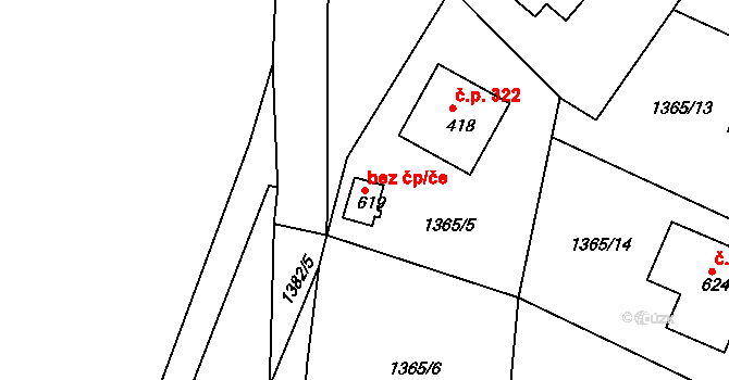 Lhenice 41835166 na parcele st. 619 v KÚ Lhenice, Katastrální mapa