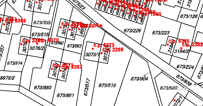 Zlín 2268 na parcele st. 3073/2 v KÚ Zlín, Katastrální mapa