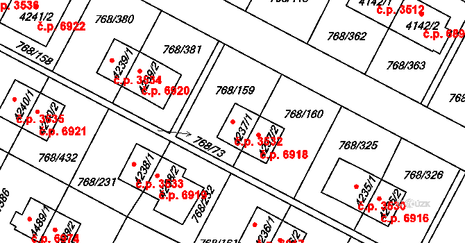 Zlín 3532 na parcele st. 4237/1 v KÚ Zlín, Katastrální mapa