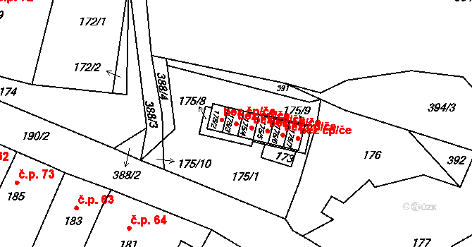 Chrudichromy 42778166 na parcele st. 175/3 v KÚ Chrudichromy, Katastrální mapa