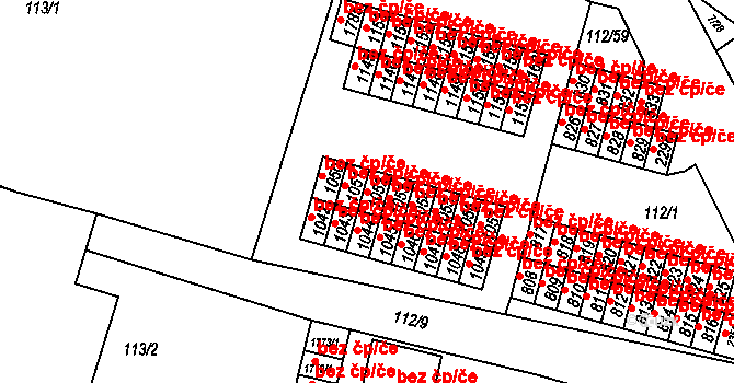 Třebíč 45081166 na parcele st. 1052 v KÚ Podklášteří, Katastrální mapa