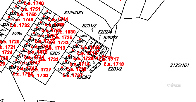 Řečkovice 1717, Brno na parcele st. 5292/1 v KÚ Řečkovice, Katastrální mapa