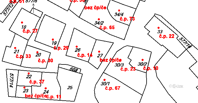 Bohušovice nad Ohří 47627166 na parcele st. 27 v KÚ Hrdly, Katastrální mapa