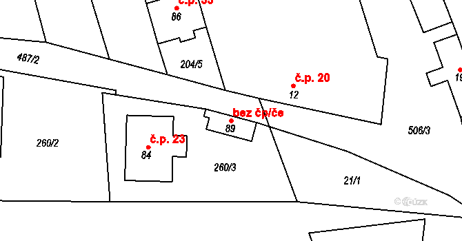 Bousín 47876166 na parcele st. 89 v KÚ Bousín, Katastrální mapa