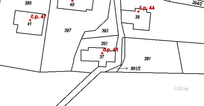 Rozhled 41, Jiřetín pod Jedlovou na parcele st. 37 v KÚ Rozhled, Katastrální mapa