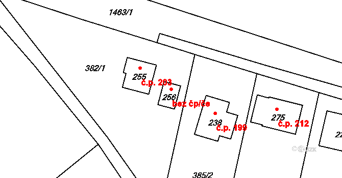 Velemín 54020166 na parcele st. 256 v KÚ Velemín, Katastrální mapa