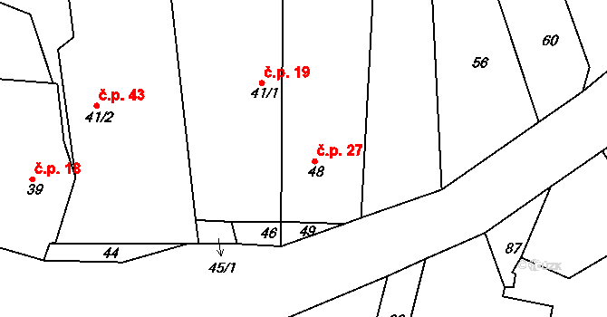 Střapole 27, Bušovice na parcele st. 48 v KÚ Střapole, Katastrální mapa