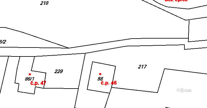 Lachov 46, Teplice nad Metují na parcele st. 88 v KÚ Lachov, Katastrální mapa