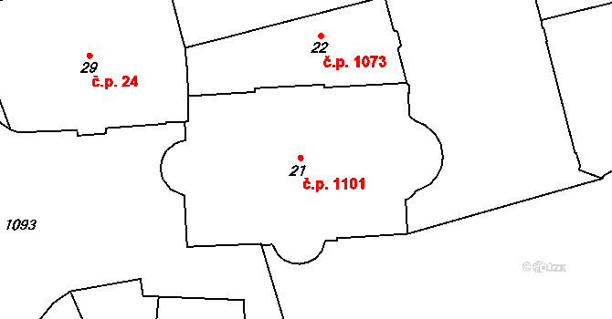 Staré Město 1101, Praha na parcele st. 21 v KÚ Staré Město, Katastrální mapa