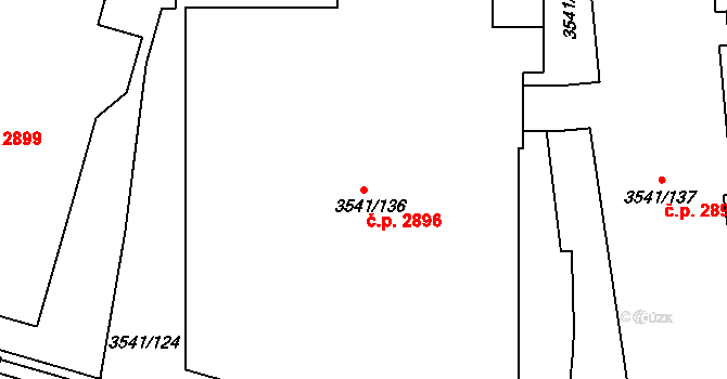 Žižkov 2896, Praha na parcele st. 3541/136 v KÚ Žižkov, Katastrální mapa