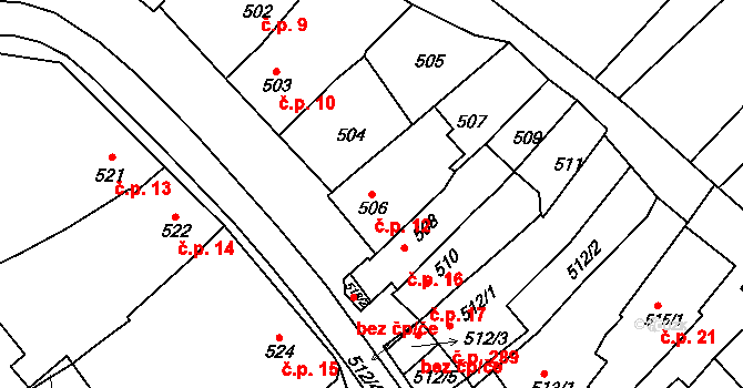 Borkovany 12 na parcele st. 506 v KÚ Borkovany, Katastrální mapa