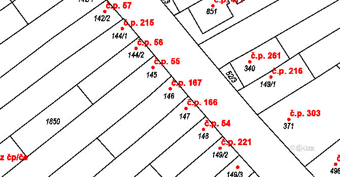Kvasice 167 na parcele st. 146 v KÚ Kvasice, Katastrální mapa