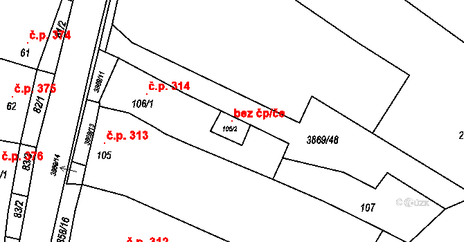 Hostěradice 103160167 na parcele st. 106/2 v KÚ Míšovice, Katastrální mapa