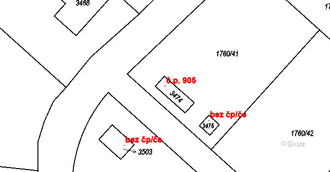 Ostravice 905 na parcele st. 3474 v KÚ Ostravice 1, Katastrální mapa