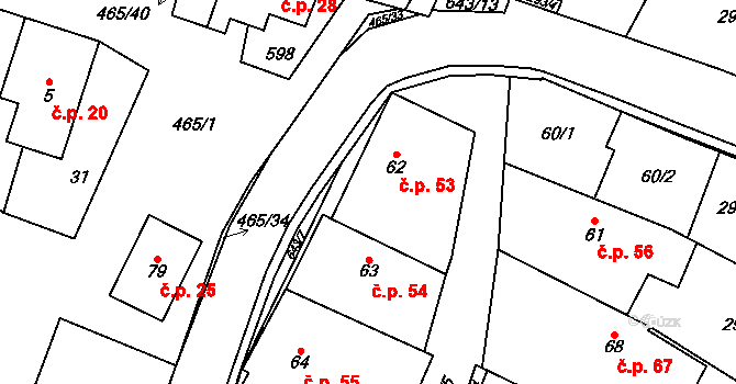 Hrochov 53, Lipová na parcele st. 62 v KÚ Hrochov, Katastrální mapa