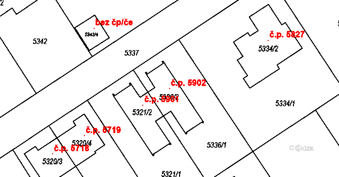 Chomutov 5902 na parcele st. 5336/2 v KÚ Chomutov I, Katastrální mapa