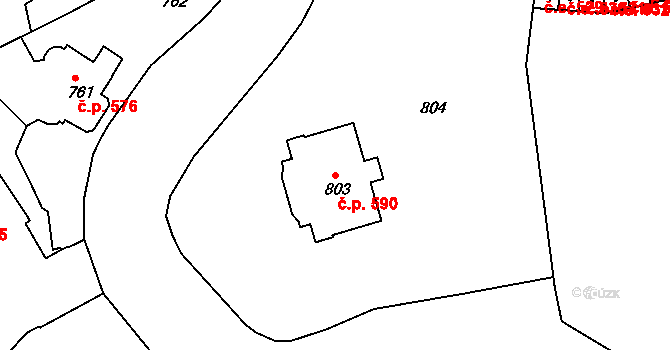 Znojmo 590 na parcele st. 803 v KÚ Znojmo-město, Katastrální mapa