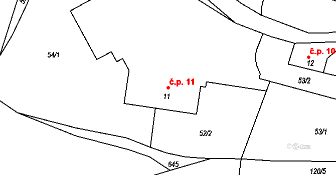Vilémovice 11, Červené Janovice na parcele st. 11 v KÚ Vilémovice u Červených Janovic, Katastrální mapa