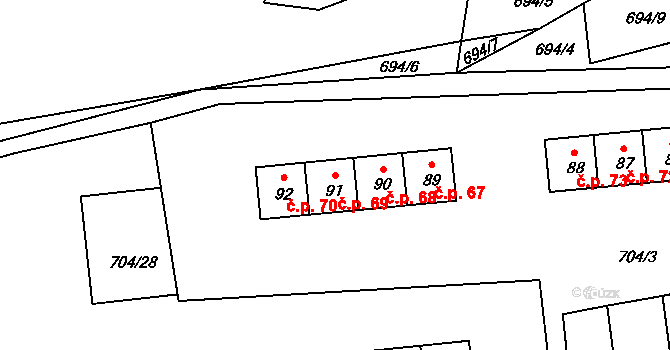 Brť 69, Otročín na parcele st. 91 v KÚ Brť, Katastrální mapa