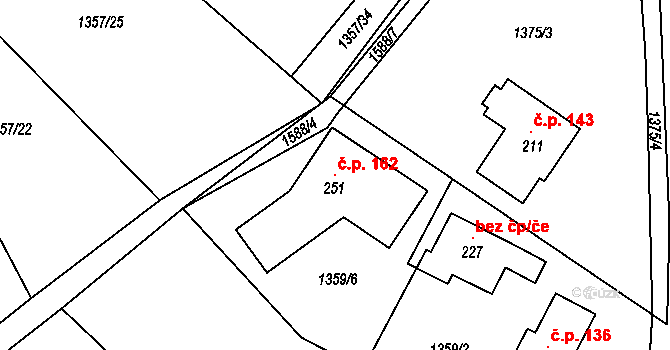 Vršovice 162 na parcele st. 251 v KÚ Vršovice u Opavy, Katastrální mapa
