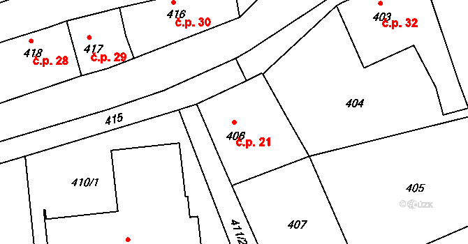 Drahelice 21, Nymburk na parcele st. 406 v KÚ Drahelice, Katastrální mapa