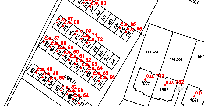 Brtnice 74 na parcele st. 919 v KÚ Brtnice, Katastrální mapa