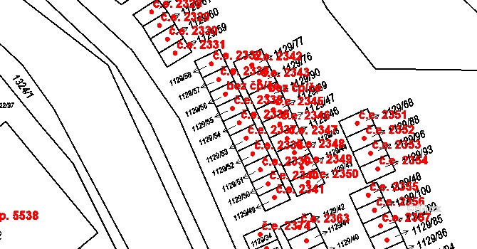 Jihlava 2336 na parcele st. 1129/54 v KÚ Jihlava, Katastrální mapa
