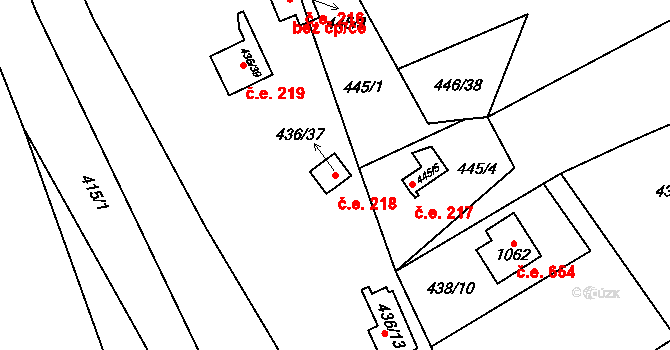 Kamenný Újezdec 218, Kamenný Přívoz na parcele st. 436/37 v KÚ Kamenný Přívoz, Katastrální mapa