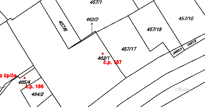Třeboň I 167, Třeboň na parcele st. 462/1 v KÚ Třeboň, Katastrální mapa