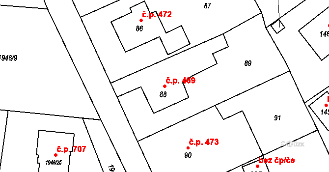 Palkovice 469 na parcele st. 88 v KÚ Palkovice, Katastrální mapa