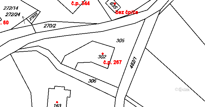 Nižbor 267 na parcele st. 302 v KÚ Nižbor, Katastrální mapa