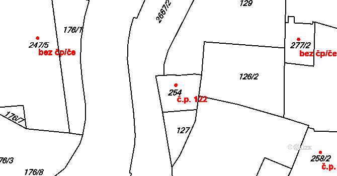 Chrudim IV 122, Chrudim na parcele st. 254 v KÚ Chrudim, Katastrální mapa