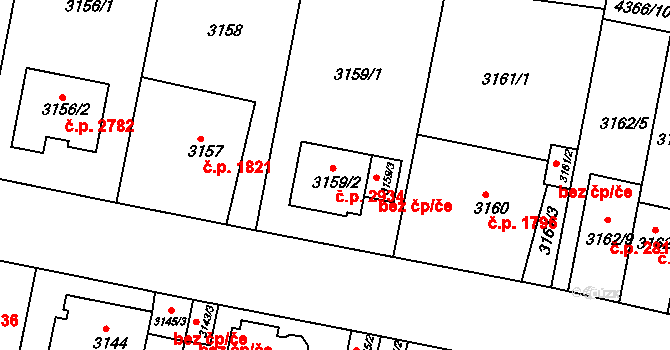 Teplice 2934 na parcele st. 3159/2 v KÚ Teplice, Katastrální mapa