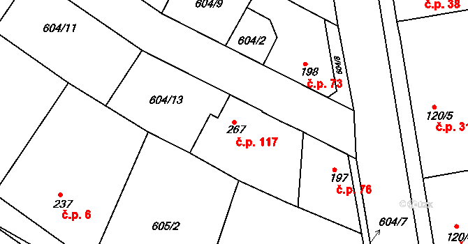 Čachovice 117 na parcele st. 267 v KÚ Čachovice, Katastrální mapa