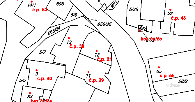 Brandlín 21, Volfířov na parcele st. 12 v KÚ Brandlín, Katastrální mapa